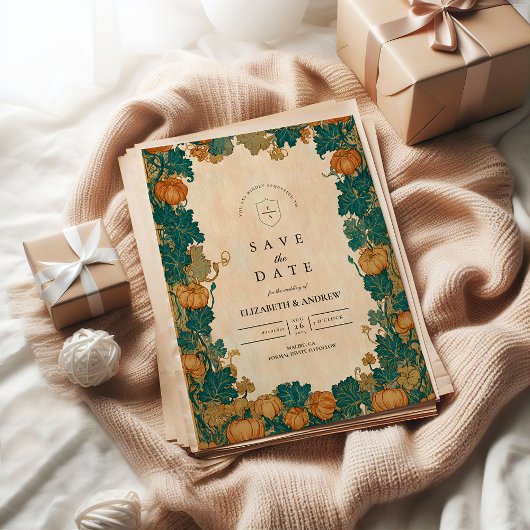 Vintage Pumpkin Harvest Wedding Save The Date