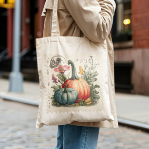 Vintage Pumpkin Postage Briefmarke Fall Harvest Jumbo Stoffbeutel