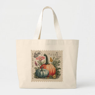 Vintage Pumpkin Postage Briefmarke Fall Harvest Jumbo Stoffbeutel