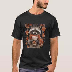 Vintage Pumpkin Retro Feral Girls Fall Funny Racco T-Shirt