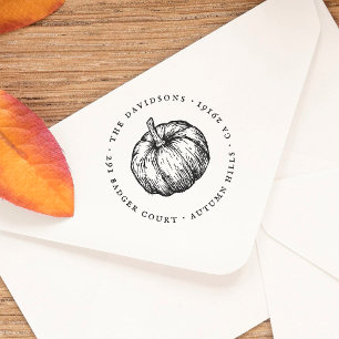 Vintage Pumpkin-Runde und klassische Rücksendeadre Gummistempel