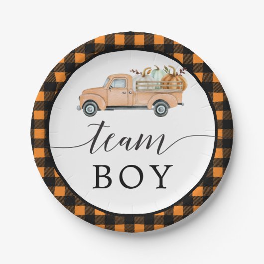 Vintage Pumpkin Truck Gender Reveal Paper Teller (Vorderseite)