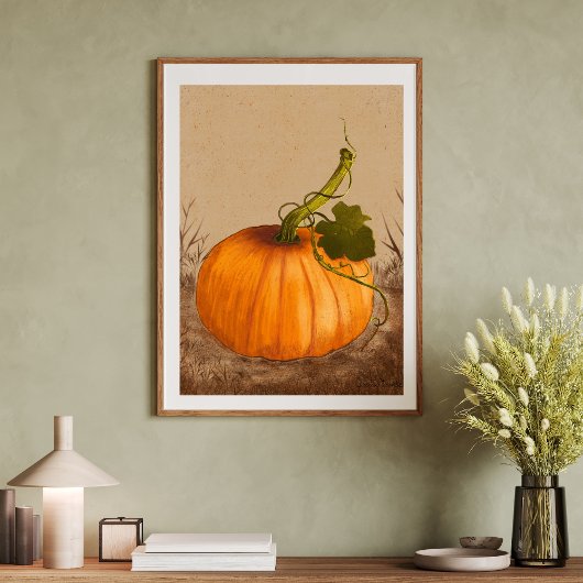 Vintage Pumpkin Wasserfarbe Kunst Poster