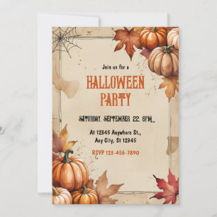 Vintage Pumpkins, getrocknete Blätter, Halloween-P Einladung