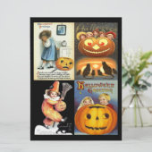 Vintage Pumpkins Kinder 4 Fotos Große Postkarte (Stehend Vorderseite)