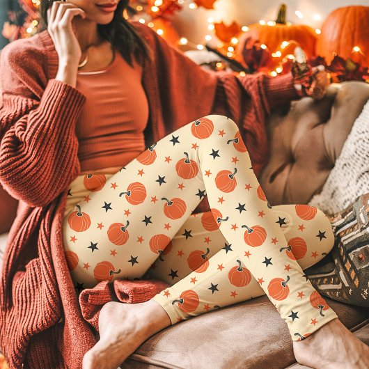 Vintage Pumpkins und Sternenkrebs Halloween Leggings