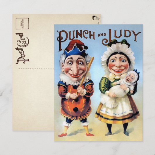 Vintage Punch und Judy Postkarte (Vorne/Hinten)