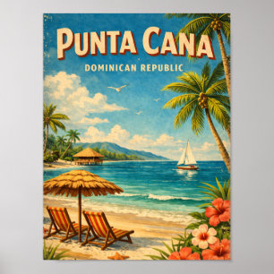 Vintage Punta Cana Dominikanische Republik Rustika Poster