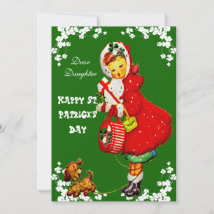 Vintage Pup Clovers Happy St Patricks Day Daughter Feiertagskarte