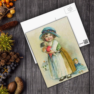 Vintage Puppen für kleine Mädchen mit pausbäckchen Postkarte