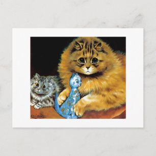 Vintage Puppenkatze Postkarte