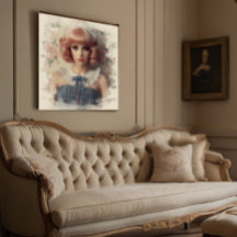 Vintage Puppenmädchen mit Elfenbeingrenze