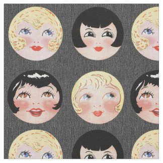Vintage Puppentheater auf Black Denim Hintergrund Stoff