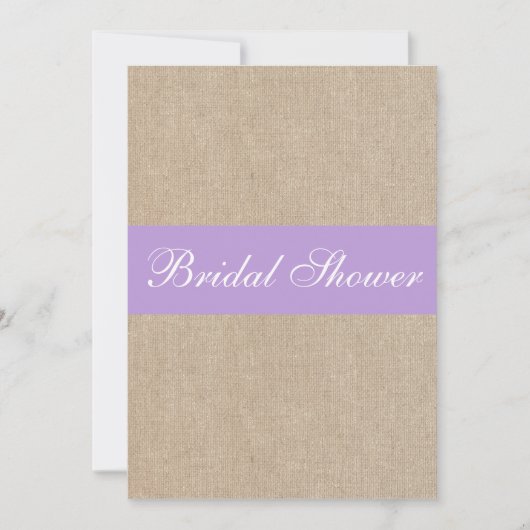 Vintage Purple Burlap Bridal Shower Einladung (Vorderseite)