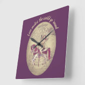 Vintage Purple Carousel Merry Go Round Quadratische Wanduhr (Winkel)