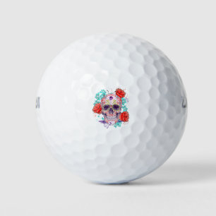 Vintage Purple Floral Butterfly White Skull Dia De Golfball