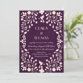 Vintage Purple Mexican Wedding Invitation Einladung (Stehend Vorderseite)