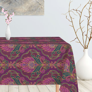Vintage Purple, Teal and Gold Floral Pattern Tischdecke