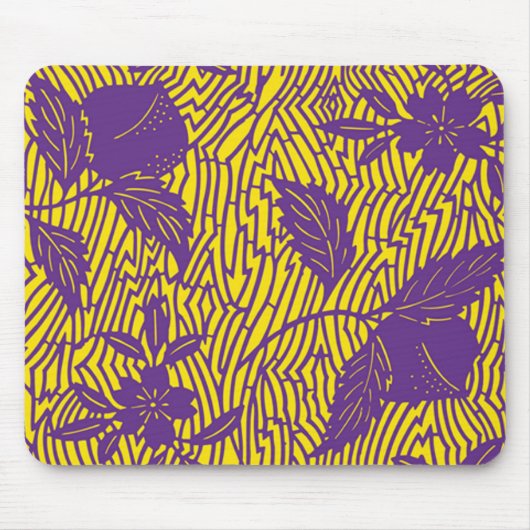 Vintage Purple & Yellow Textile Design Mousepad (Vorne)