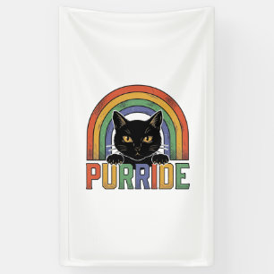 Vintage Purride Schwarze Katze Regenbogen-Shirt De Banner