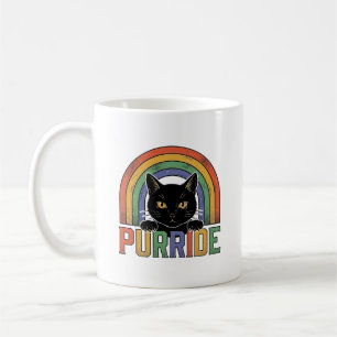 Vintage Purride schwarze Katze Regenbogen-Shirt De Kaffeetasse