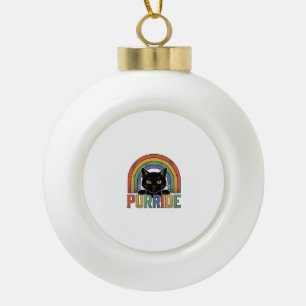 Vintage Purride Schwarze Katze Regenbogen-Shirt De Keramik Kugel-Ornament