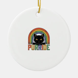 Vintage Purride Schwarze Katze Regenbogen-Shirt De Keramik Ornament