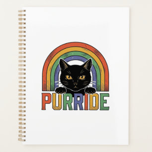 Vintage Purride Schwarze Katze Regenbogen-Shirt De Planer