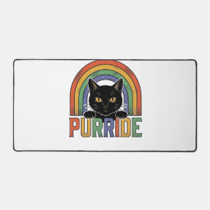 Vintage Purride Schwarze Katze Regenbogen-Shirt De Schreibtischunterlage