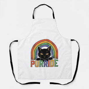 Vintage Purride Schwarze Katze Regenbogen-Shirt De Schürze