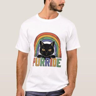 Vintage Purride schwarze Katze Regenbogen-Shirt-De T-Shirt