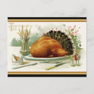 Vintage-Puten-Dankeschön-Abendessen Postkarte