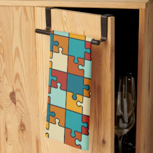 Vintage-Puzzle-Teile-Muster Geschirrtuch