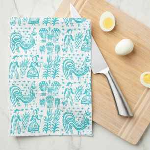 Vintage-Pyrex-Muster - Butterprint Türkisblau Geschirrtuch