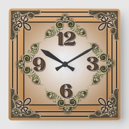Vintage Quadratische Wanduhr (Vorderseite)