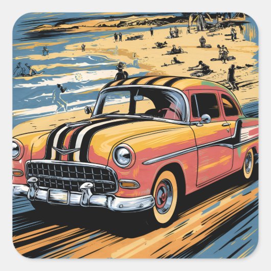 Vintage Quadratischer Aufkleber (Vorderseite)