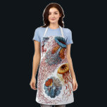 Vintage Qualle von Ernst Haeckel, Discomedusae Schürze<br><div class="desc">Vintage Illustration der Meeresbiologie von Ernst Haeckel. Eine Vielfalt von bunten Quallen,  die im Meer schwimmen. Gelee Fische sind frei schwimmende Wassertiere mit einem Schirm geformt Körper und langen Tentakeln. Sie finden sich in allen Ozeanen und in einigen Süßwasserseen und Flüssen.</div>