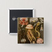 Vintage Quallen-Antiken-Qualle-Schablone Button (Vorne & Hinten)