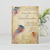 Vintage Quallen-Hochzeits-Einladung Einladung (Stehend Vorderseite)