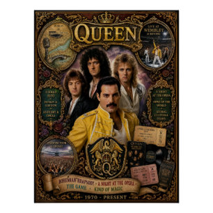 Vintage-Queen-Band-Freddie-Mercury-Wandkunstplakat Poster