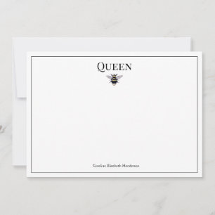 Vintage Queen Bee Classic Personalisierte Note Car Mitteilungskarte