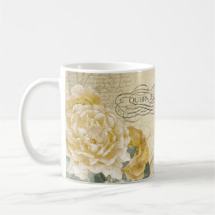 Vintage Queen Bee Golden Roses Floral Kaffeetasse