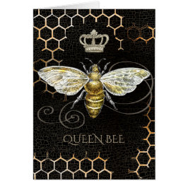 Vintage Queen Bee Royal Crown Honeycomb Black Card