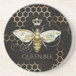 Vintage Queen Bee Royal Crown Schwarz Getränkeuntersetzer