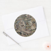 Vintage Queen Esther Tapestry Stickerei Lila Runder Aufkleber (Umschlag)