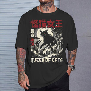Vintage Queen of Cats Schwarze Monsterkatze Japan T-Shirt