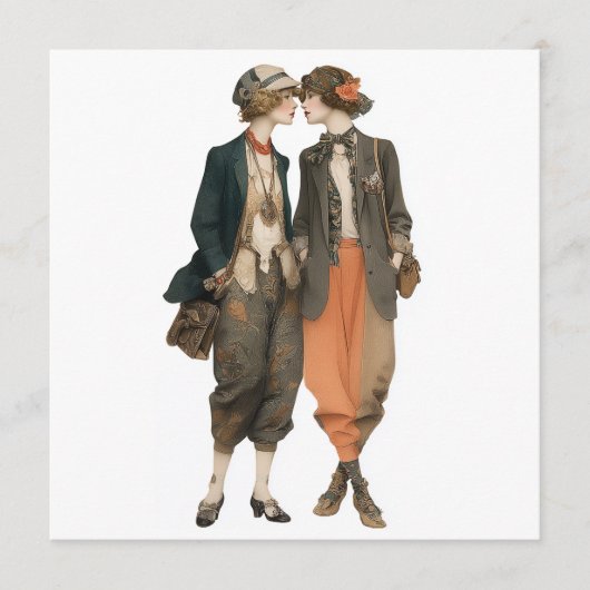 Vintage-Queer-Mode-Modelle - Decoupage-Blatt, Einladung (Vorderseite)
