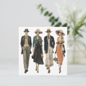 Vintage-queere Modeschöpfe - Decoupage-Blatt, Einladung (Stehend Vorderseite)