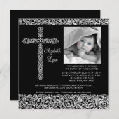 Vintage QuerFoto-Taufe Inviation Einladung (Vorne/Hinten)