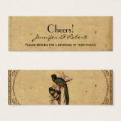 Vintage Quetzal Bird Wedding Drinks Tickets (Vorne & Hinten)
